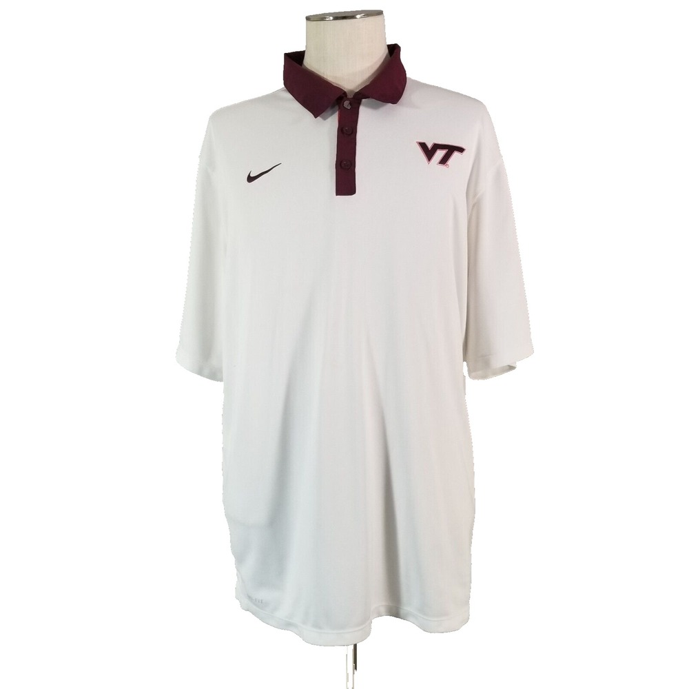 Nike Virginia Tech golf polo shirt men's 2XL White Dri-Fit